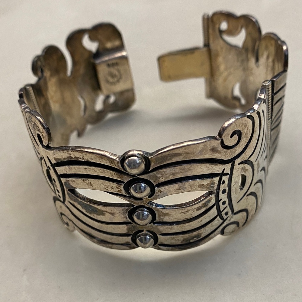 Sterling Silver Statement Cuff Bracelet - Silver - 75g